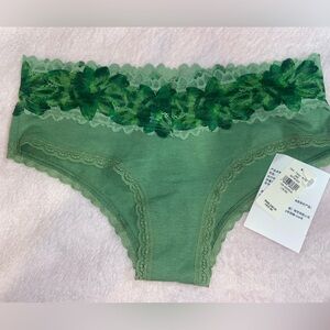 Aerie Real Good Green Floral Lace Cheeky XS Panties NWT